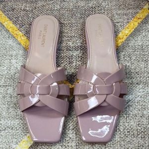 YSL Cream Slippers